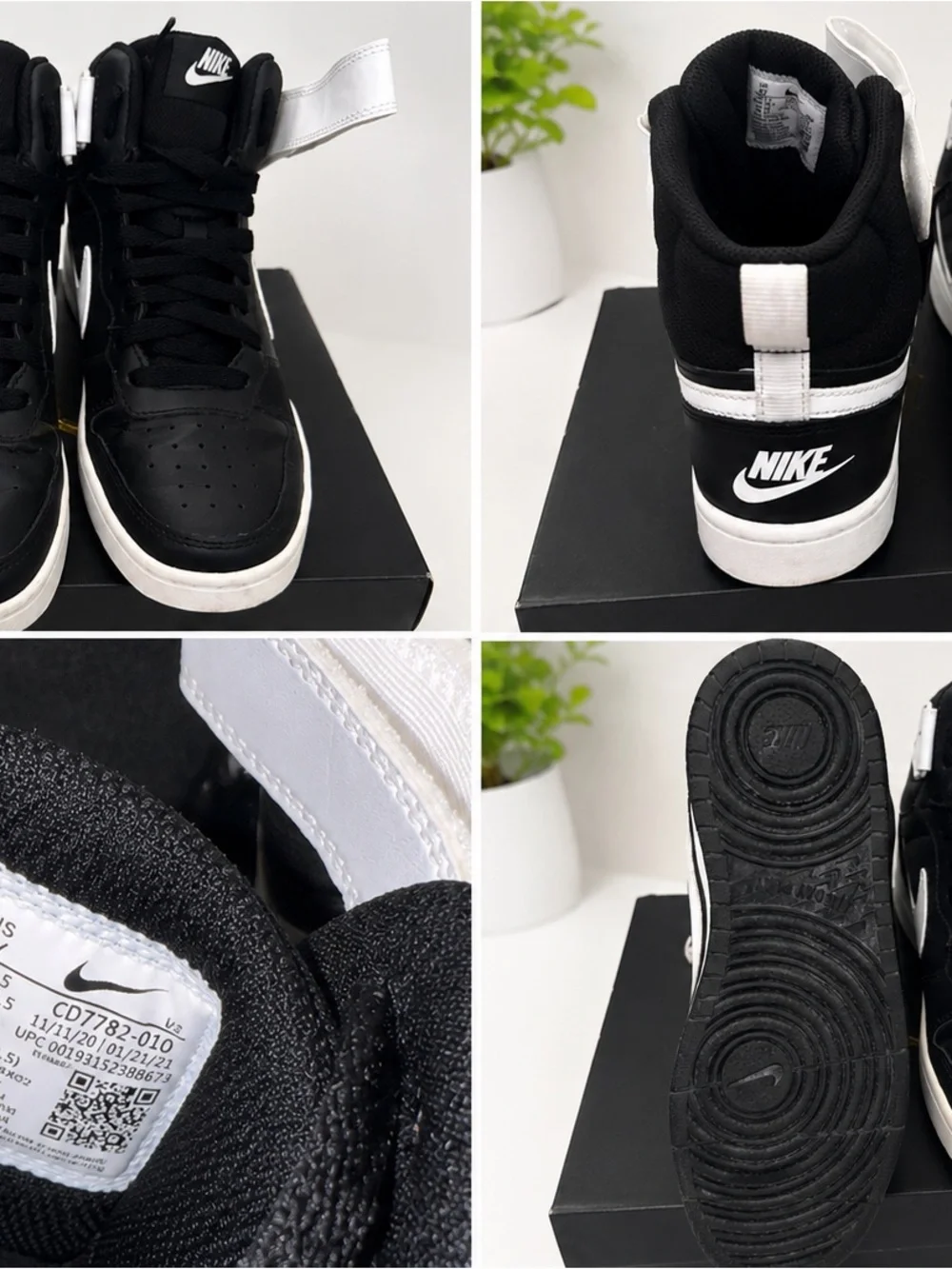 Nike Kids Black and White High-Top Sneakers with Strap